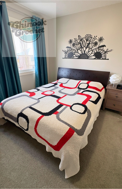 Retro Circles Intertwined C2C Crochet Blanket Pattern